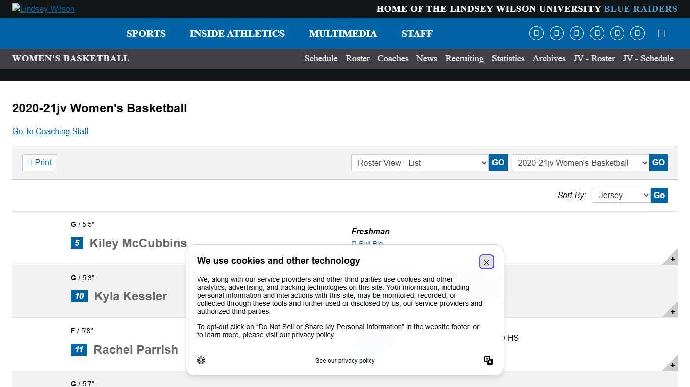 2020-21jv Women's Basketball Roster - Lindsey Wilson University